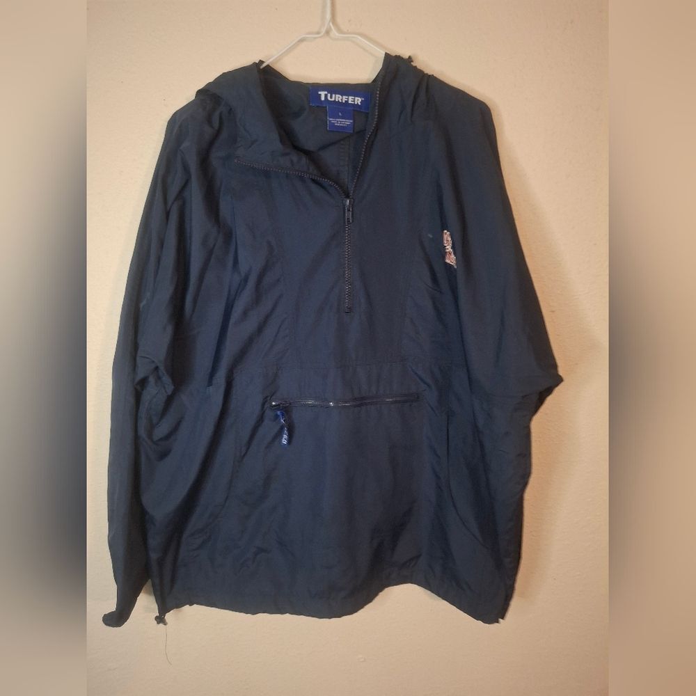 Turfer Ole Miss Navy Blue Windbreaker Jacket size Large